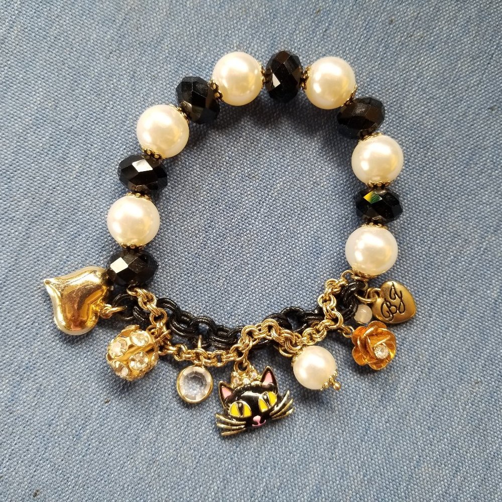 🐈‍⬛Betsey Johnson Black Cat Half-Stretch Charm Bracelet - NWOT🐈‍⬛